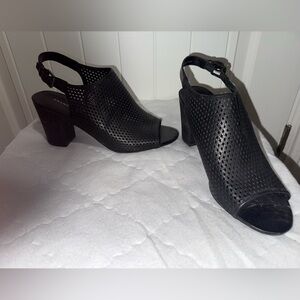 Franco Sarto Black Slingback Heels with Perforated Design